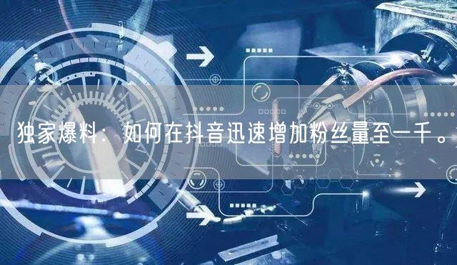 独家爆料：如何在抖音迅速增加粉丝量至一千。